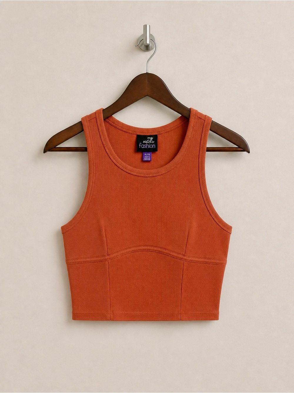 My Sister’s Fashion Ribbed Crop Tank Top Women’s XL Orange Sleeveless NWT